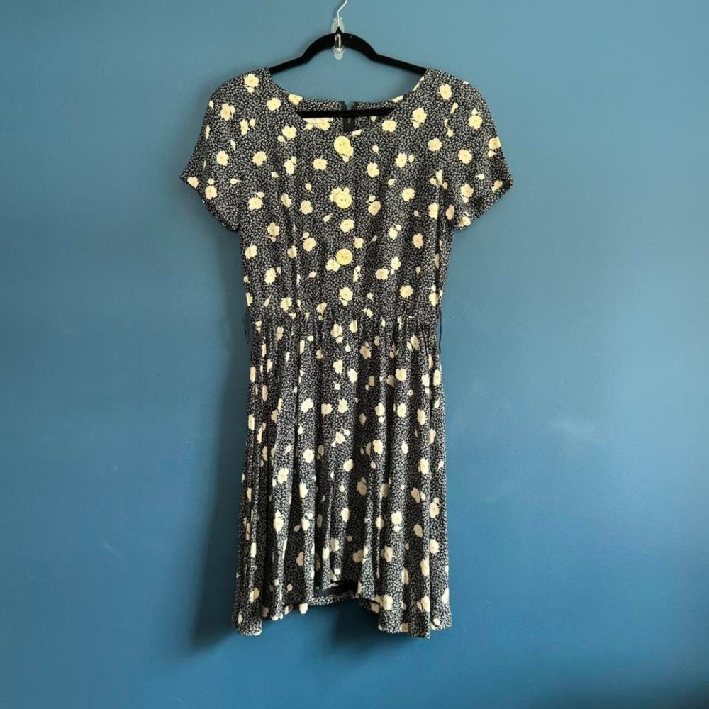 Vintage 80s Ann Taylor Floral Dress Women's Size 4 Rayon Button Cottage Core